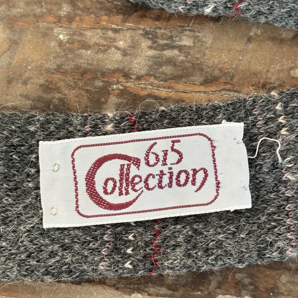 Vintage 615 Collection Knit Sick Neck Tie Wool/Mobair  Gray - Picture 3 of 4